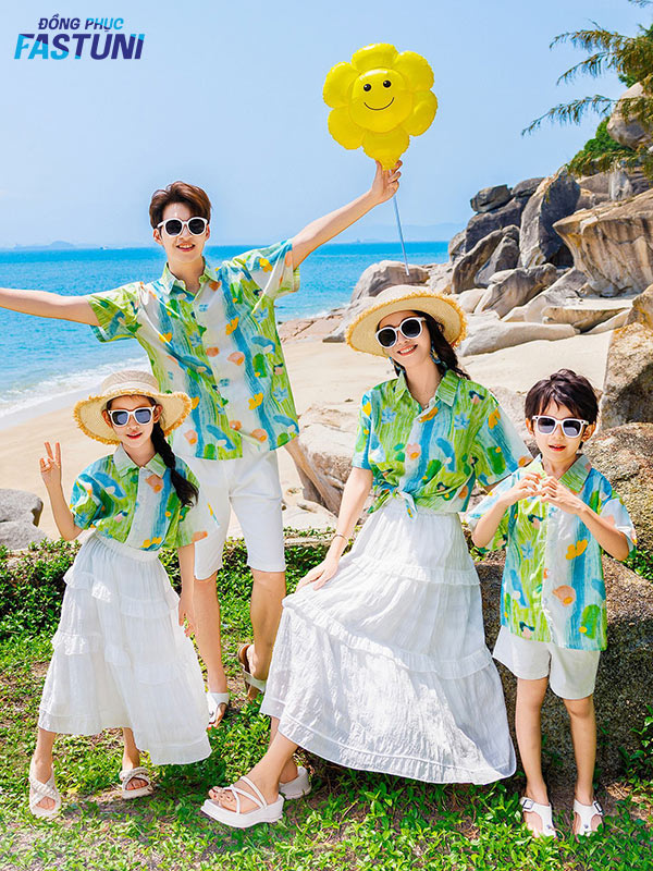Đầy màu sắc với thiết kế áo sơ mi đồng phục đi biển