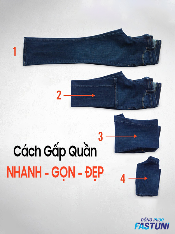 Hướng dẫn các bước gấp quần jeans gọn gàng 