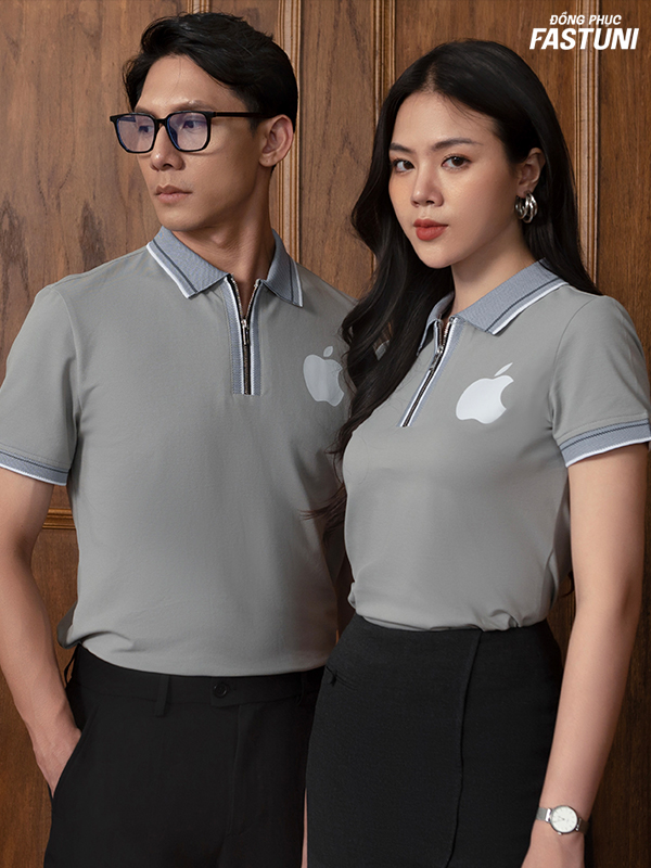 Mẫu áo polo đồng phục gam màu xám trẻ trung, chuyên nghiệp 