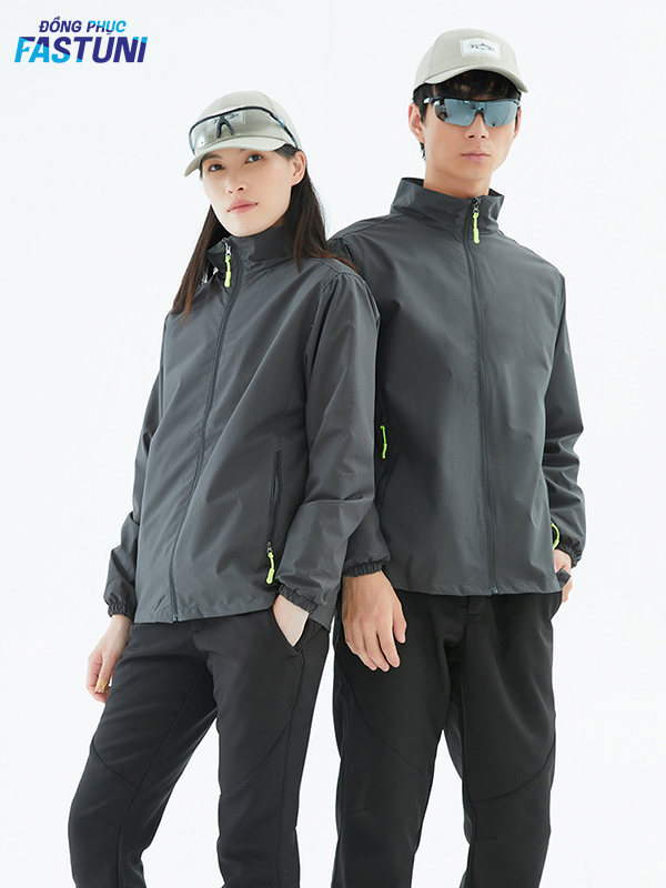 Mẫu áo khoác gió đồng phục công ty màu xám 