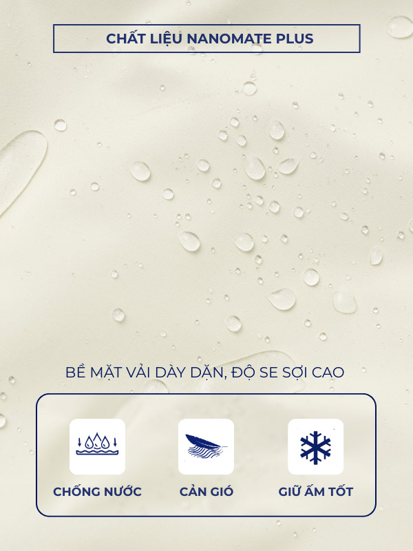 Chất liệu Nanomate Plus có khả năng chống nước, cản gió và giữ ấm hiệu quả